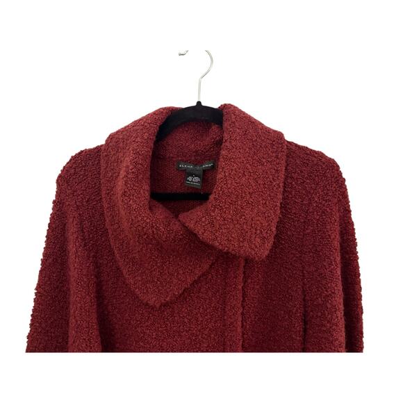 Elena Solano Maroon Open Front Sweater Wool Blend L Cozy Warm Minimalist - Picture 3 of 9
